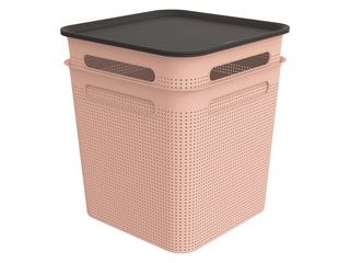 Box úložný + víko BRISEN set 2 x 18 l - růžový
