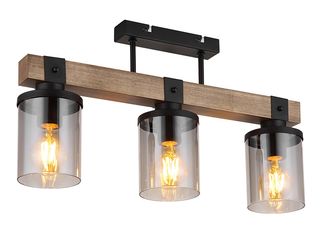 Svítidlo stropní Lila 3 x E27, 60W, kov, dřevo, sklo