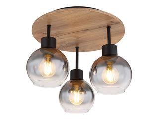 Svítidlo stropní Moitas 3 x E27, 40W, kov, MDF imitace dřeva, sklo, 15656-3DR
