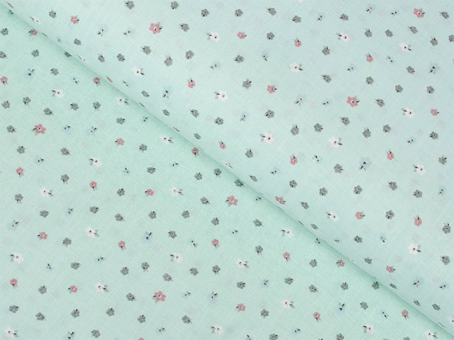 Obrázek produktu Látka bavlněná B-837 - kytičky na mentolové, š. 145 cm