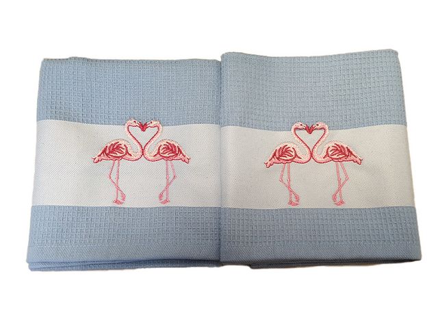 Obrázek produktu Utěrka vaflová plameňák modrý - sada 2 ks