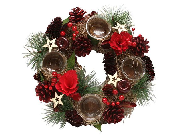 Obrázek produktu Věnec adventní červené květy 32cm