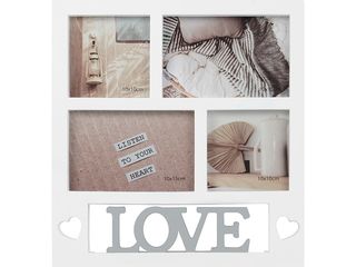 Multirám plastový bílý Love, foto formátu 2 kusy 10 x 10 cm a 2 kusy 10 x 15 cm