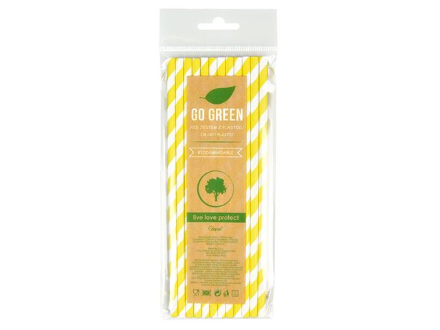 Obrázek produktu Brčka papírová, pruhy, žluté, 12 ks