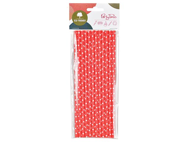 Obrázek produktu Brčka papírová, puntíky, červené, 12 ks