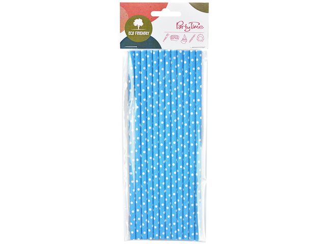 Obrázek produktu Brčka papírová, puntíky, modré, 12 ks