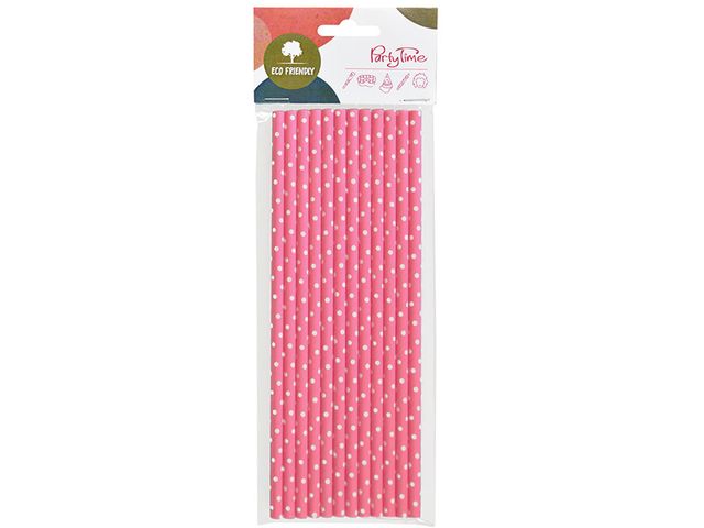 Obrázek produktu Brčka papírová, puntíky, růžové, 12 ks