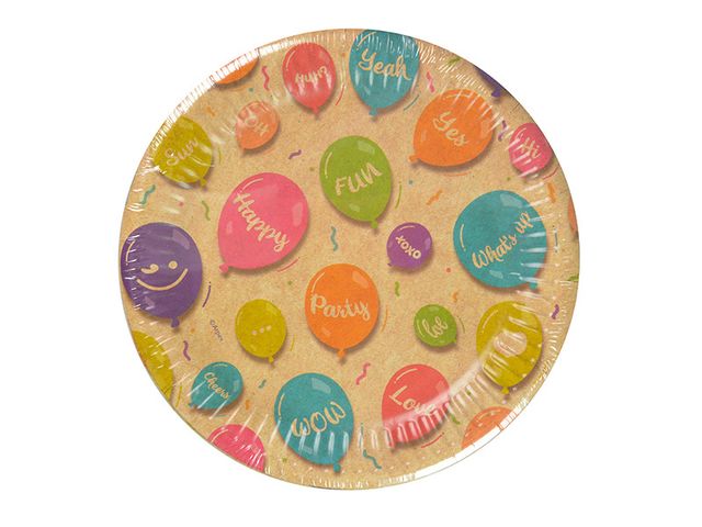 Obrázek produktu Talíře papírové Kraft Balloons, 12ks