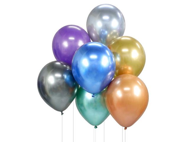Obrázek produktu Sada latexových balónků, chromovaná mix barev, 7ks, pr.30cm