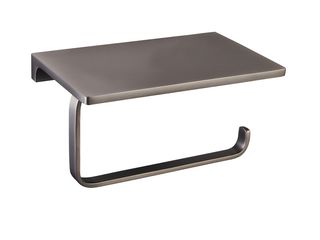 Držák toaletního papíru Nil, s poličkou, metal grey