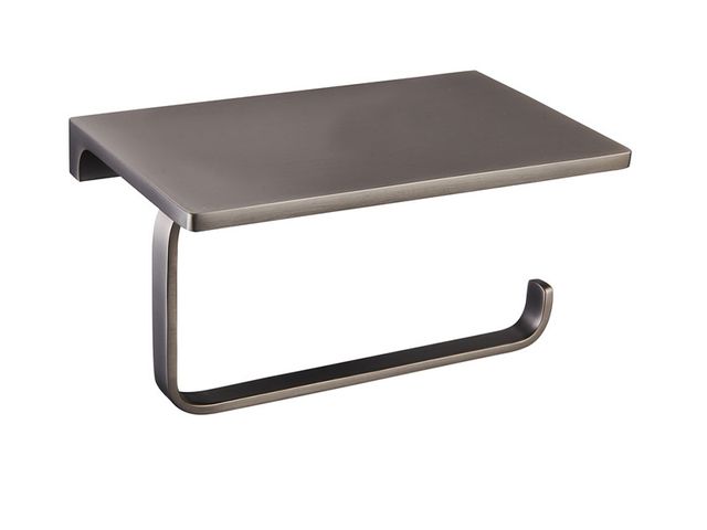 Obrázek produktu Držák toaletního papíru Nil, s poličkou, metal grey