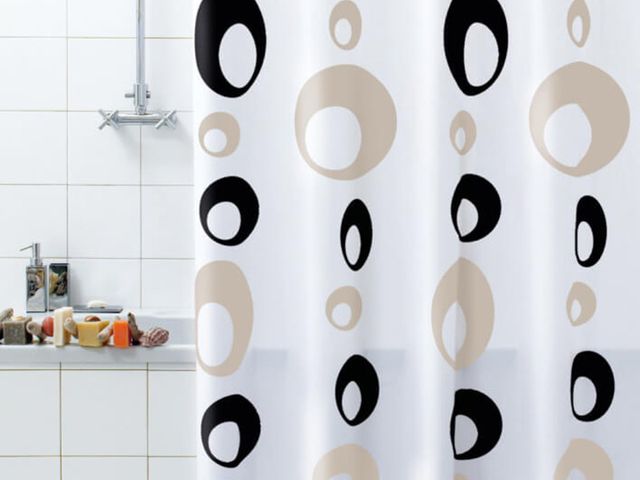 Obrázek produktu Sprchový závěs Bubbles 180x200 cm, bílo-béžově-černá