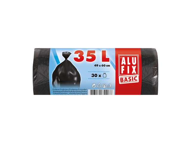 Obrázek produktu Pytle na odpadky HDPE 35 l, 30 ks, 8 µ, 49x60 cm, černé