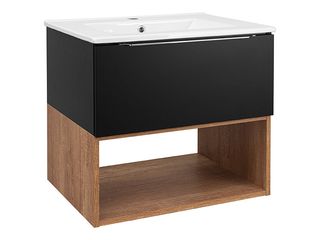 Skříňka s umyvadlem Noel 60 B černá lak/dub country, 61,5x56,4x47