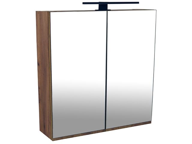 Obrázek produktu Skříňka zrcadlová Albona 80, zlatý dub s LED osvětlením 50 cm, černé