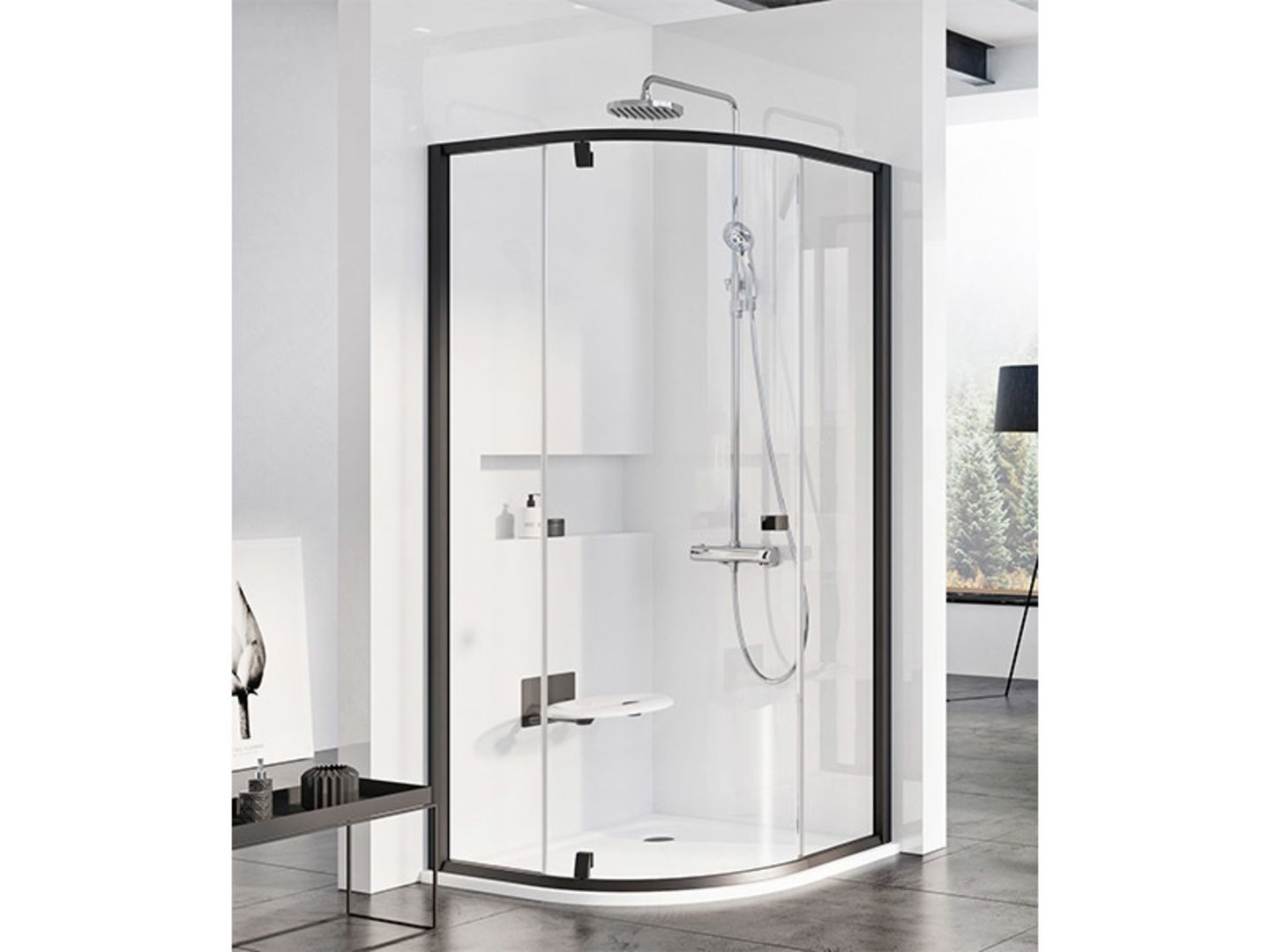 Kout sprchový PSKK3-90 černá+Transparent