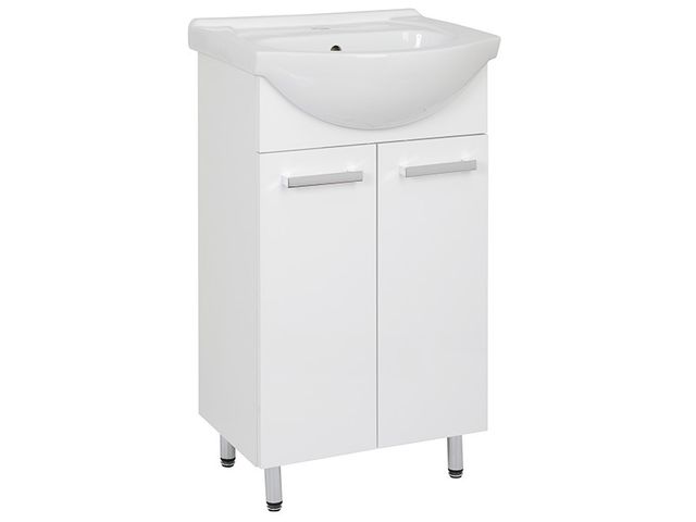 Obrázek produktu Skříňka s umyvadlem Laka 50 bílá lesk/bílá, nožky, 51x85x42,5
