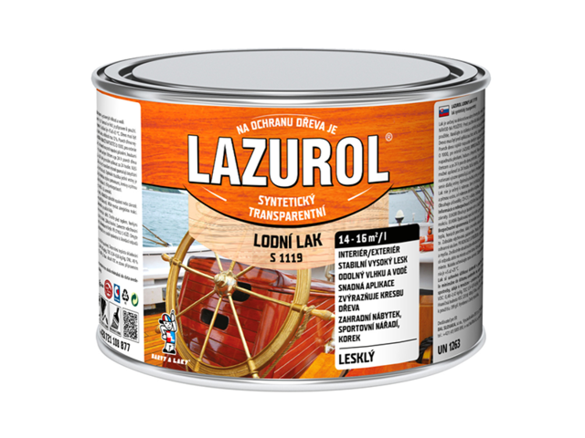 Obrázek produktu Lak lodní Lazurol, S1119 bezbarvý, matný 0,375 l