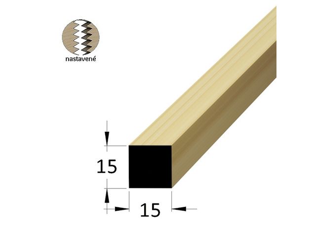 Obrázek produktu Hranolek smrk 15x15mm, délka 200cm, nastavovaný