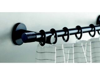 Sada záclonová Zeta, jednoduchá kovová, 16mm/160cm, barva černá matná
