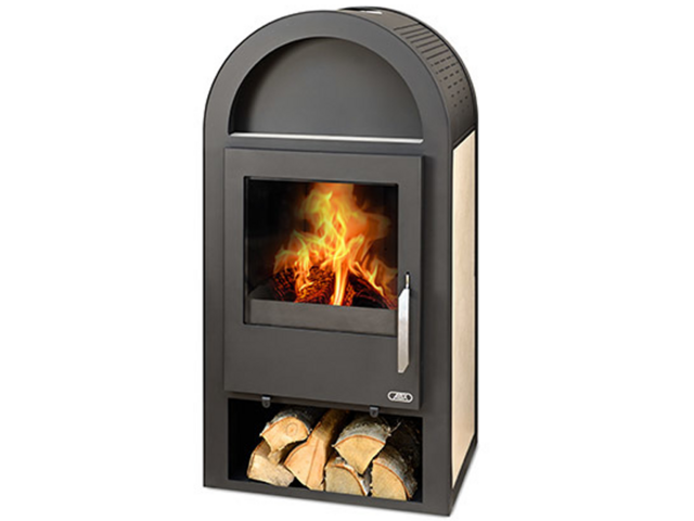 Obrázek produktu Kamna krbová ABX Stockholm 8, béžová keramika/černá, s výměníkem, 5,4/5,6kW