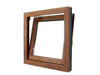 Okno plastové BRAVO bílé/zlatý dub, OS1 50x50 L, 2sklo, 4kom/60mm (vč. kliky)