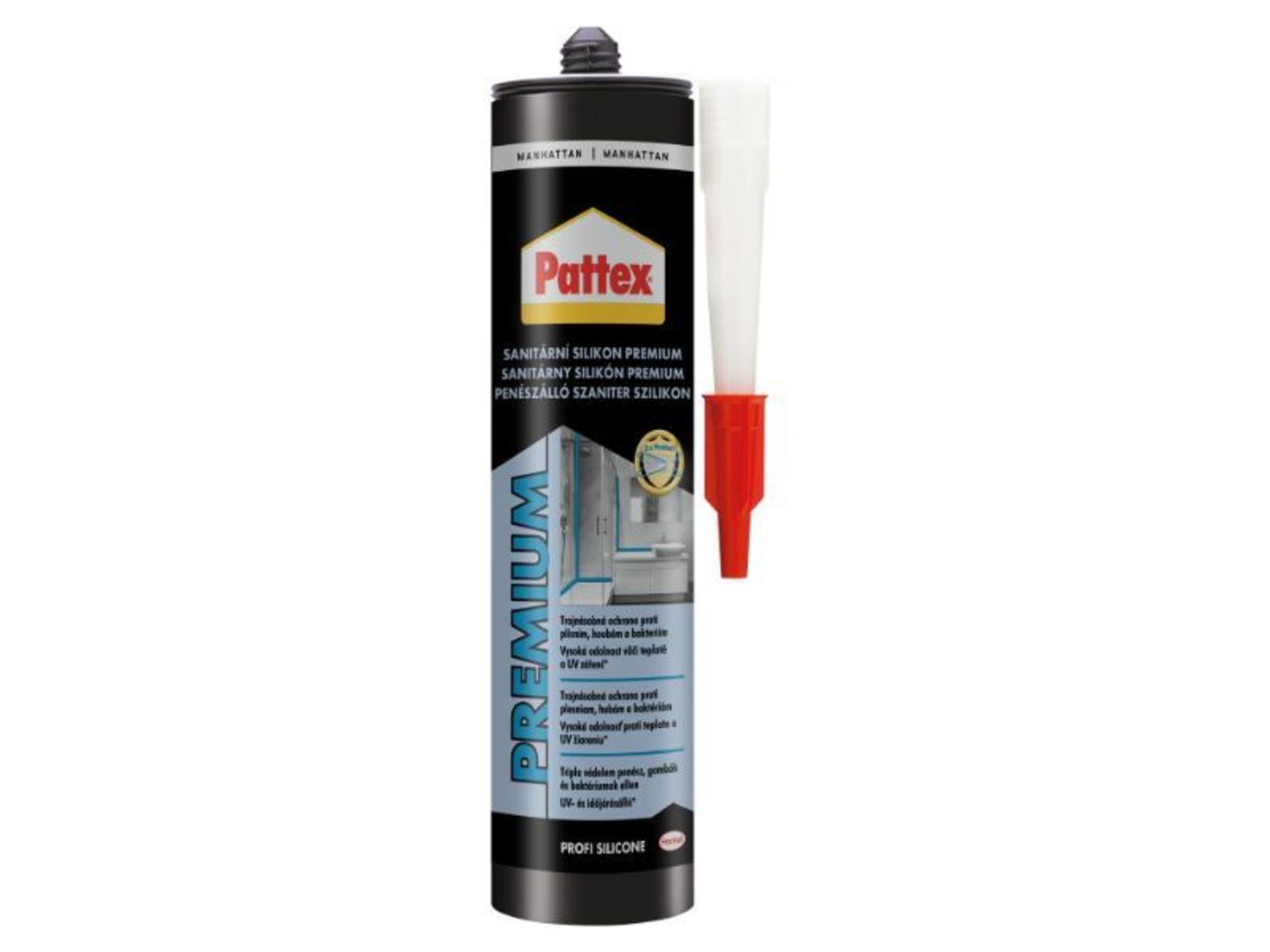 Silikon sanitární Pattex Premium, manhattan, 310 ml
