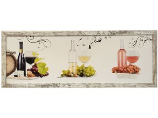 Obraz v rámu tisk na papír lepený na MDF desku, 30x90 cm, Víno