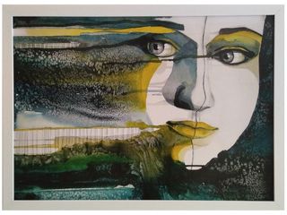 Obraz v rámu tisk na papír lepený na MDF desku, 50x70 cm, Art obličej