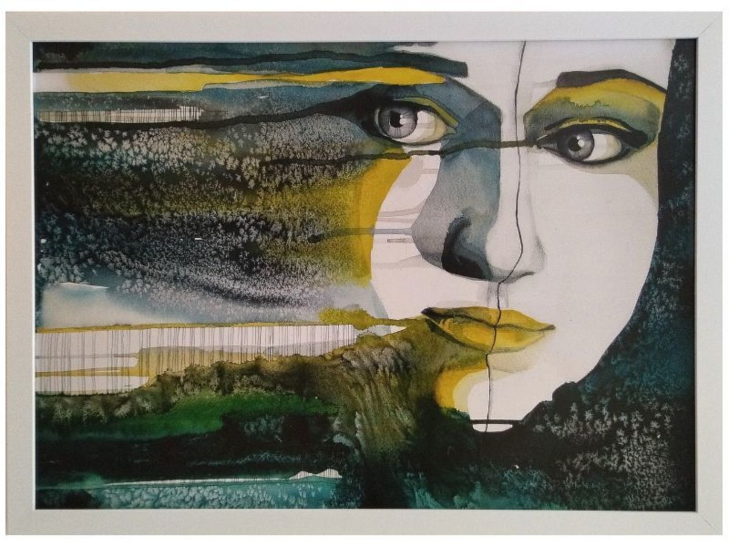 Obraz v rámu tisk na papír lepený na MDF desku, 50x70 cm, Art obličej