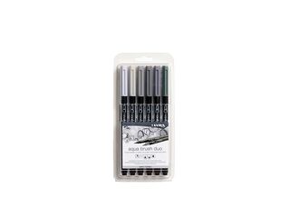 Sada Aqua Brush Duo, šedé odstíny, 6 ks