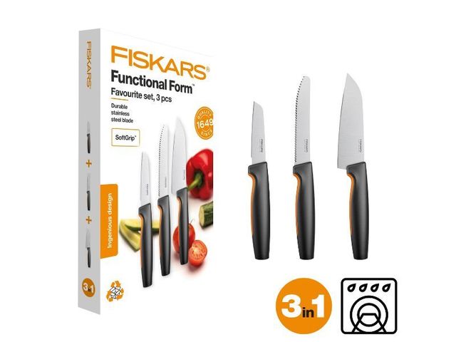 Obrázek produktu Set nožů 3 ks (malý, loupací, snídaňový) Fiskars Functional Form