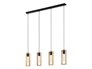 Svítidlo závěsné Littleton E27 4x60W ocel černá dřevo přírodní