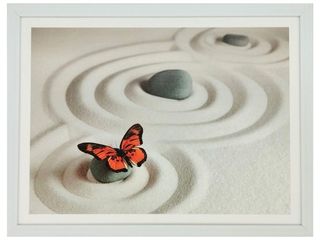 Obraz tisk v rámu, plexi sklo, 33x43 cm, Motýl zen