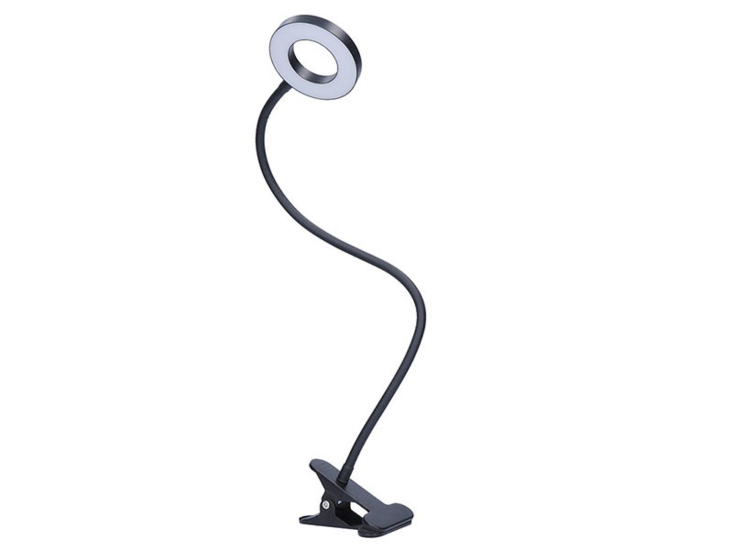 Lampička s klipem LED 8W 300lm 3000-5000K stmívatelná USB černá