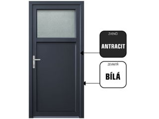 Dveře vchodové vedlejší plastové DRAVA, bílá/antracit, levé, 98x208cm