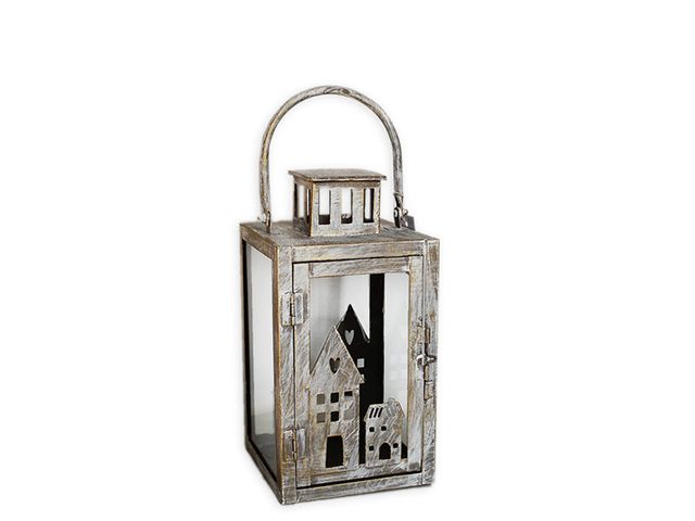 Obrázek produktu Lucerna kov/sklo 10x19,5cm šedozlatá patina