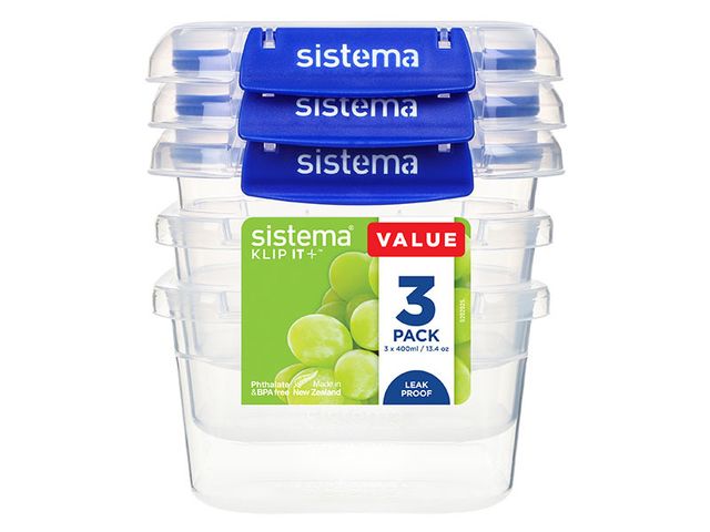 Obrázek produktu Krabička s dvěma klipy set 3 ks Klip It Plus SISTEMA, 400 ml