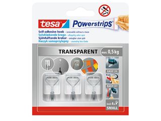 Háčky Powerstrips drátěný S, transparent, 3 ks