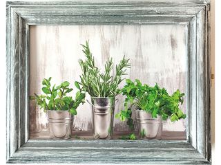Skříňka na klíče šedé dřevo, bylinky, 25x31 cm