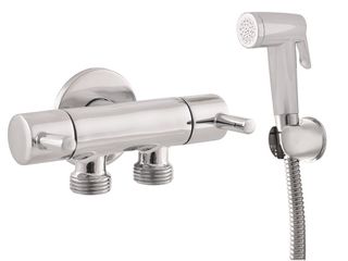 Ventil rohový dvojitý 1/2" x 2x 1/2" s bidetovou sprchou, chrom