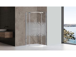 Kout sprchový Silvela 80 LH/sklo patter, R550, 80x80x195