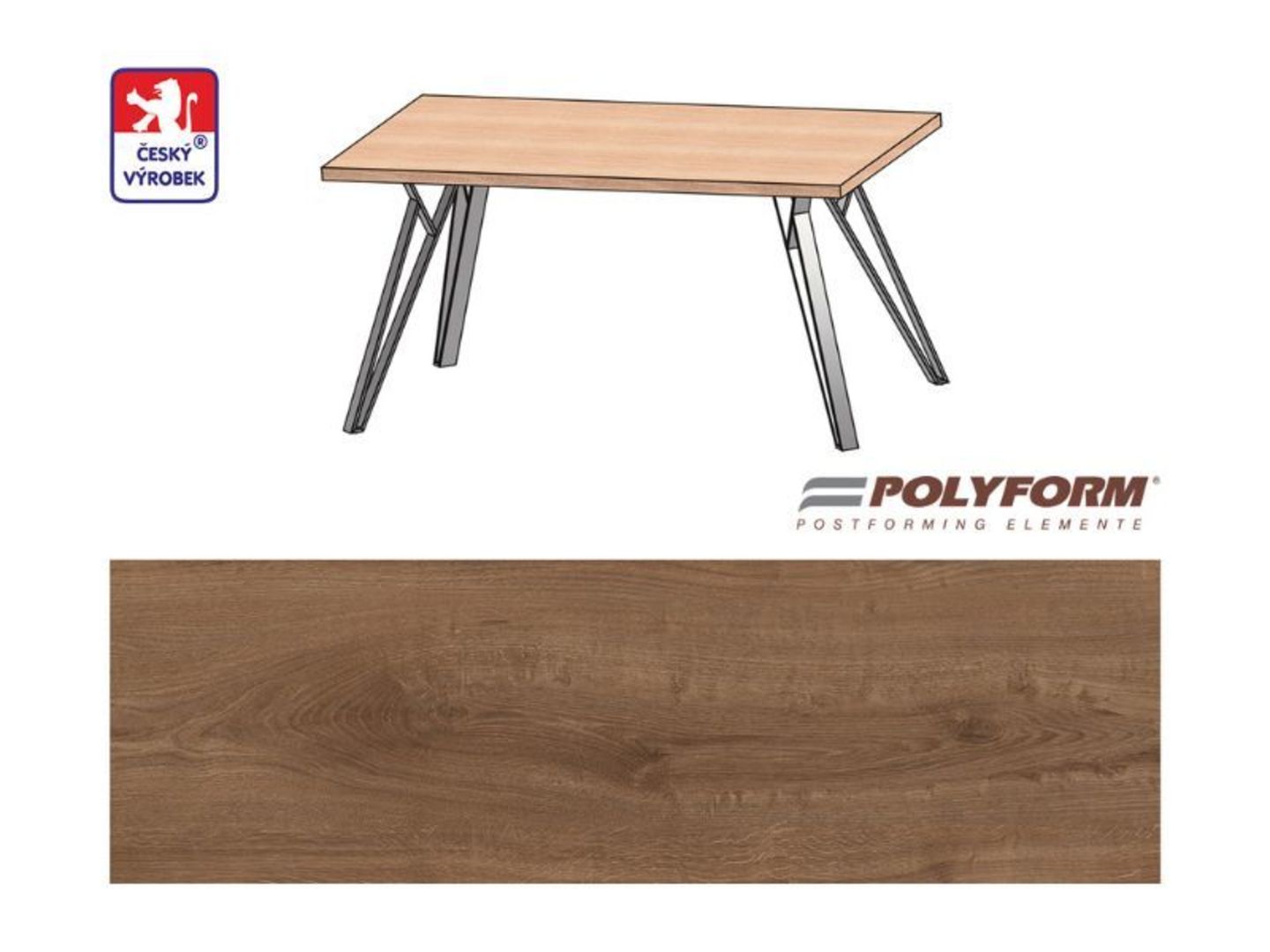 Stůl Standard 150 – dub antik, 50 x 800 x 1500 mm, včetně podnože
