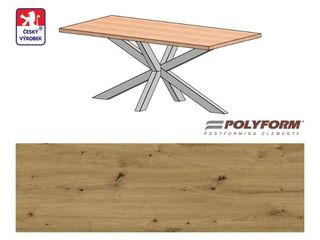 Stůl Ježek 180 – dřevo královské, 38 x 900 x 1800 mm, včetně podnože