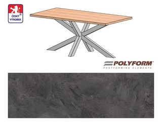 Stůl Ježek 180 – mramor štípaný, 38 x 900 x 1800 mm, včetně podnože