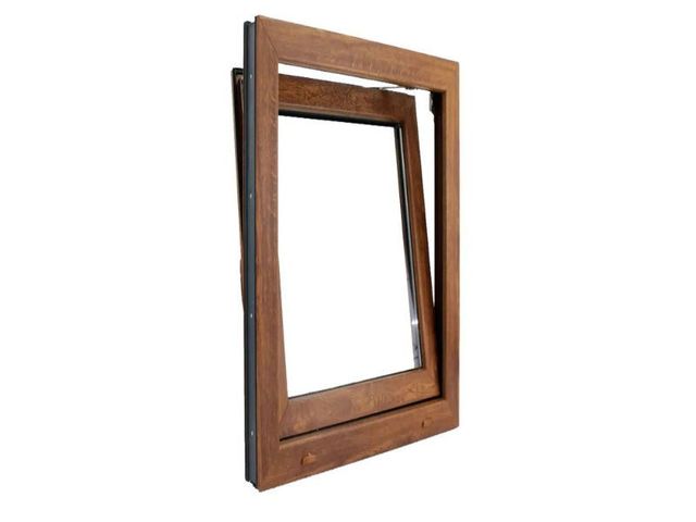 Obrázek produktu Okno plastové BRAVO bílé/zlatý dub, OS1 90x90 P, 2sklo, 4kom/60mm (vč. kliky)