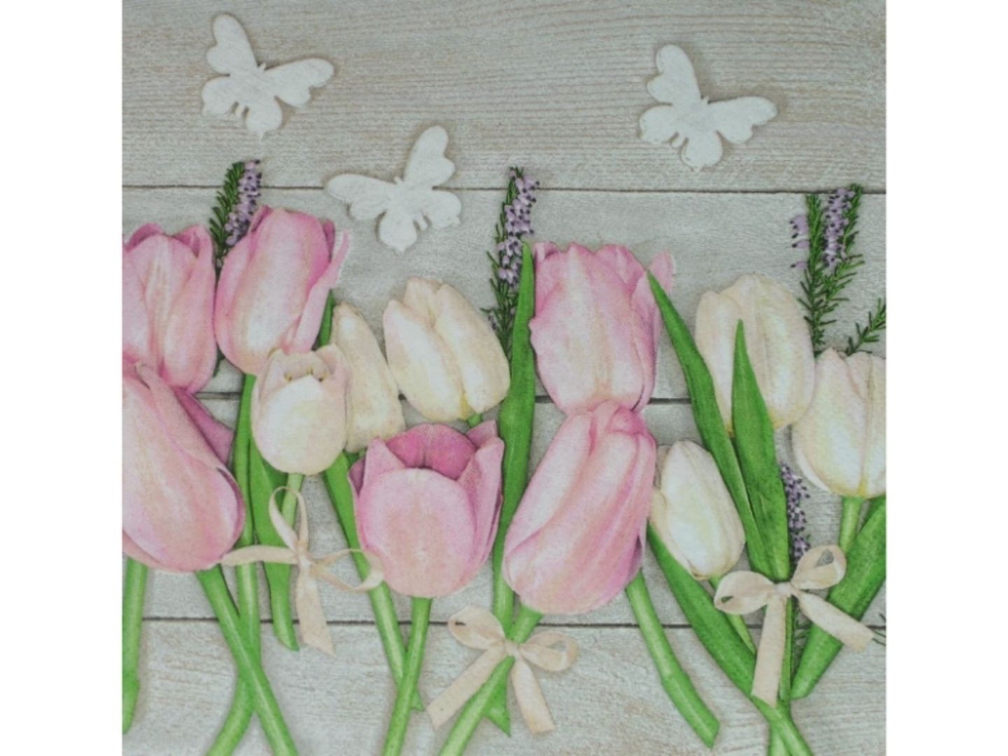 Ubrousky 3-vrstvé 33x33cm, jarní tulipány, 20 ks