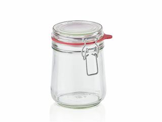 Sklenice zavařovací s klipem a těsnící gumou 800 ml