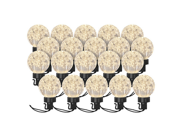 Obrázek produktu LED světelný řetěz – 20x párty žárovky, 7,6 m, teplá bílá, venkovní