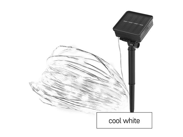 Obrázek produktu LED nano řetěz se solárním panelem, 12 m, studená bílá, časovač, venkovní